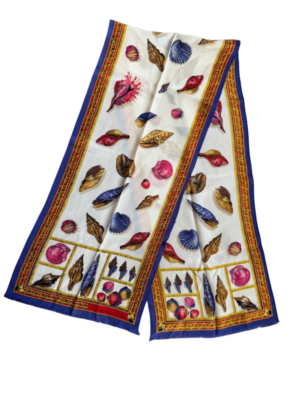 Gorgeous Silk Oscar de la Renta Vintage Seashell Scarf Classic Luxury Summer